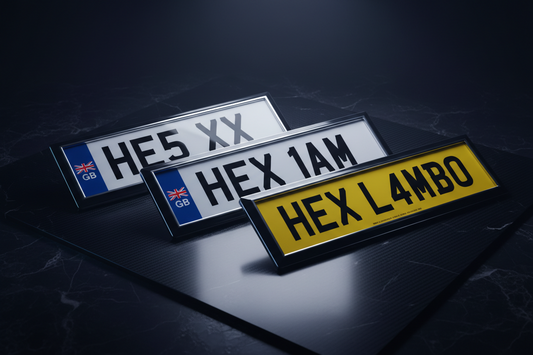 HEX/LAMBO Gloss Retro Bevel - 5 Digit / 6 Digit / 7 Digits (Front & Rear)